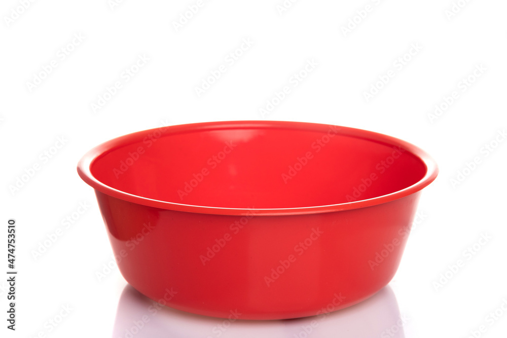 empty red basin on white isolated background empty red basin on white isolated background