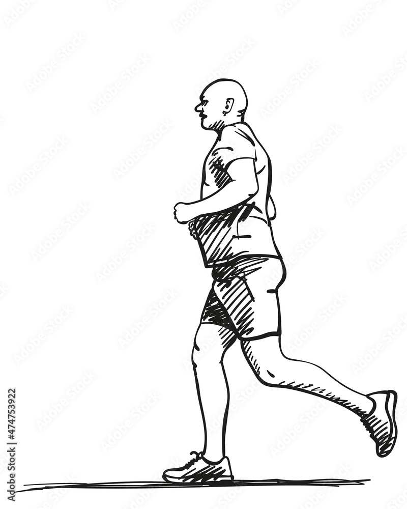 Sketch of running man, Hand drawn vector illustration