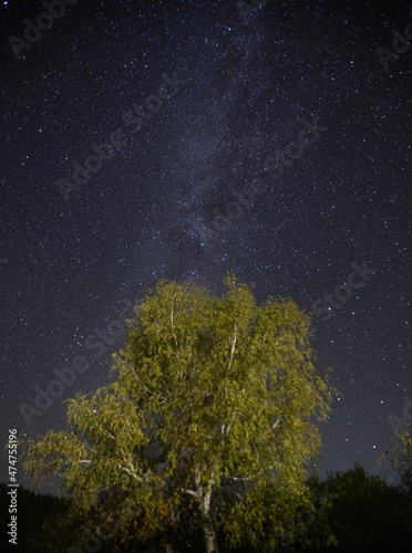 milky way dark night filmed in a Russian village