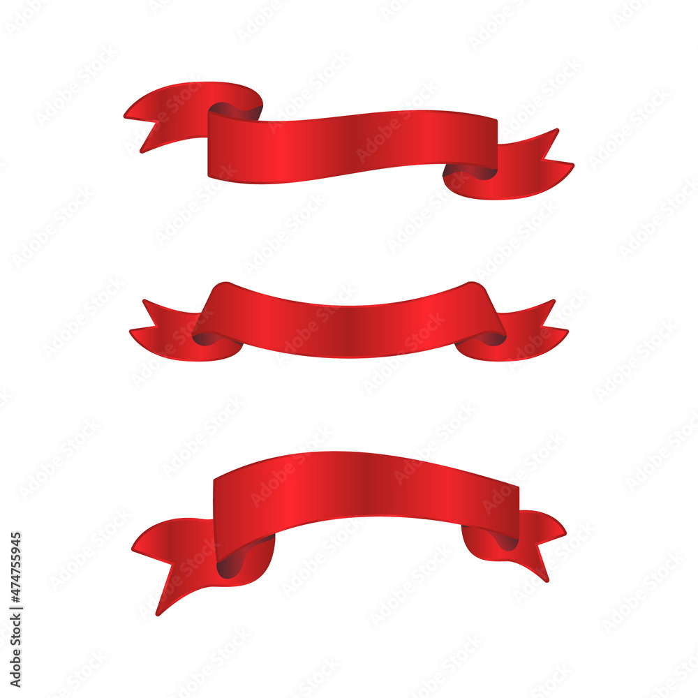 red ribbon banner design isolated