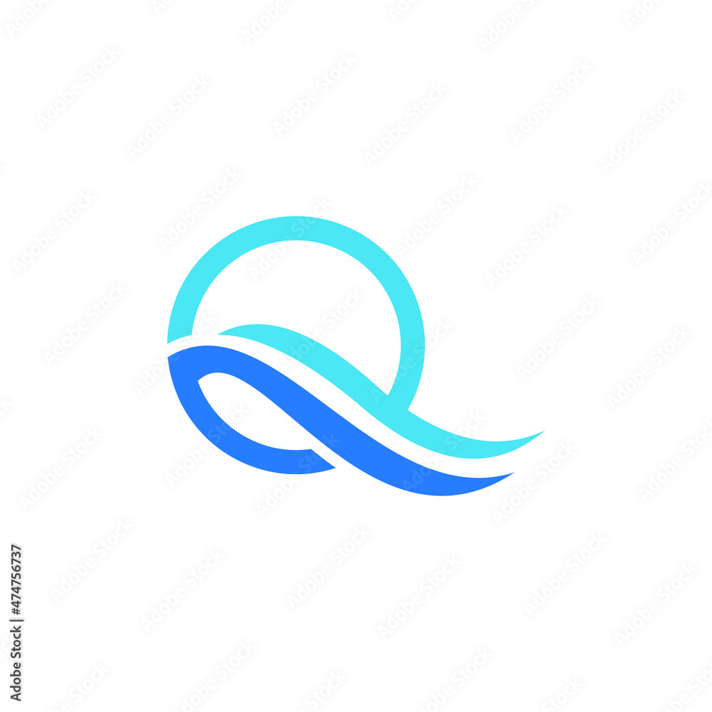 Naklejka premium letter Q Wave Logo Vector