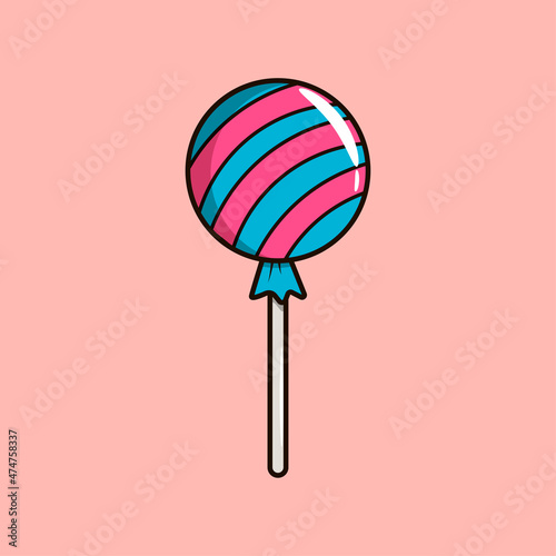 Vector candy cane. Sweet bright lollipop