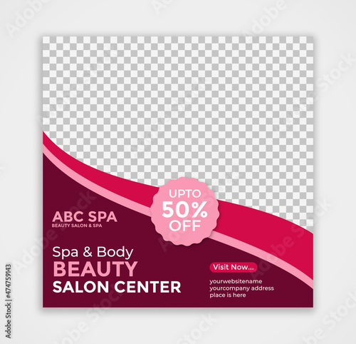 Spa, beauty, and massage social media post template set design