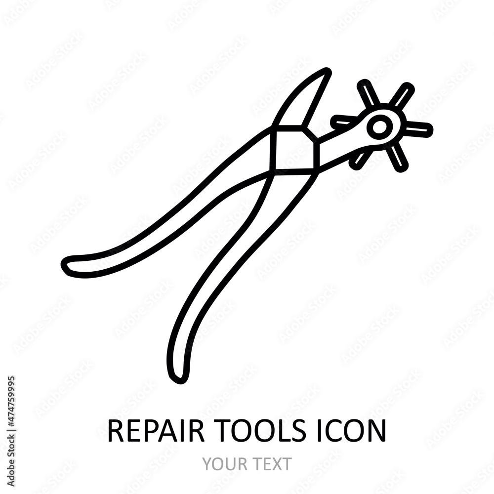 Vector icon with repair tool - hole punch for leather. Outline black graphic. Vector icon with repair tool - hole punch for leather. Outline black graphic.