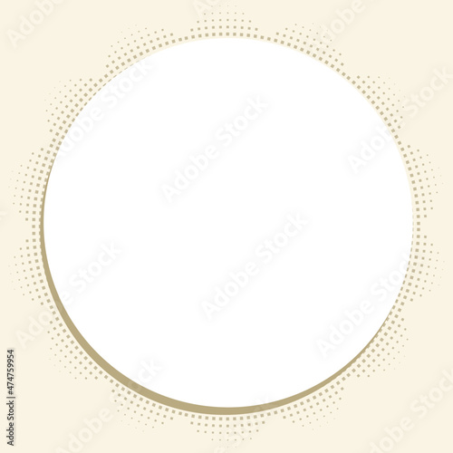circle frame with beige halftone brush decor vector background
