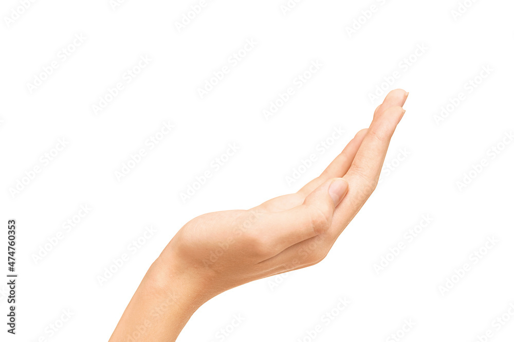 Hand open and ready to help or receive isolated on white background Hand open and ready to help or receive isolated on white background