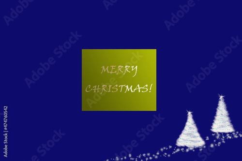 Christmas card.Blue holiday card.Merry winter holidays.
