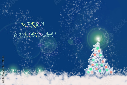 Christmas card.Blue holiday card.Merry winter holidays.