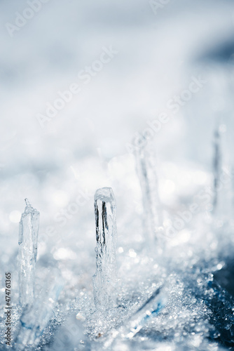 Ice crystal macro photography, background