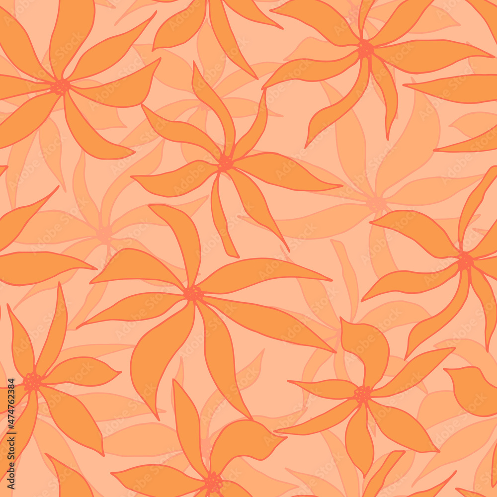 vector seamless pattern flowers . Botanical illustration for wallpaper, textile, fabric, clothing, paper, postcards