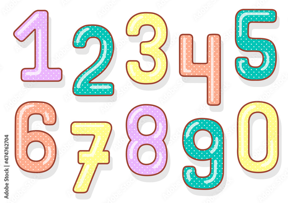 Funny numbers set. Vector illustration with cute kids numbers.