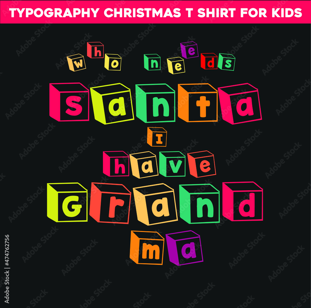 Typography christmas t shirt design for kids. Typography christmas t shirt design for kids.
