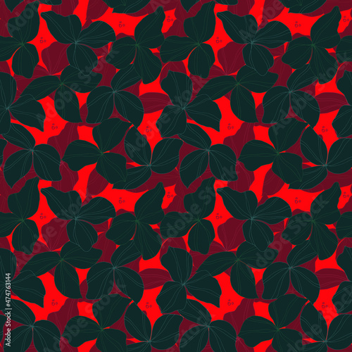 vector seamless pattern with leaves. Botanical illustration for wallpaper, textile, fabric, clothing, paper, postcards