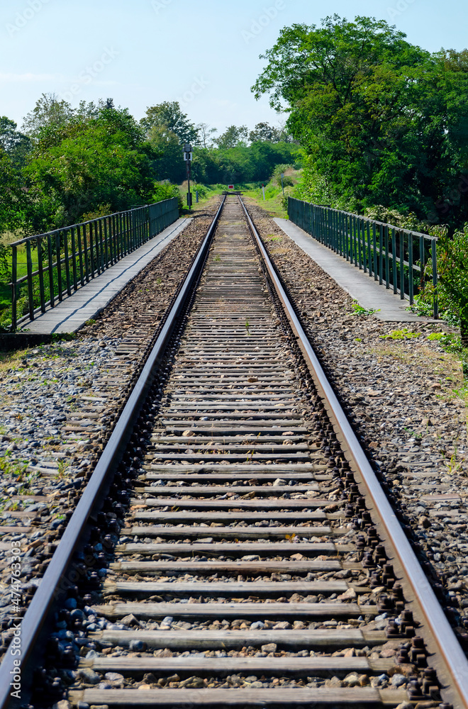 end of the rails of the Wachau railway in the village of Emmersdorf on the Danube river, Austria