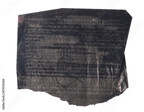 Tapet Black carbon paper isolated on white background, top view