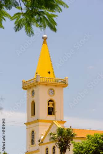 Churchtower in Brasil with a blue sky