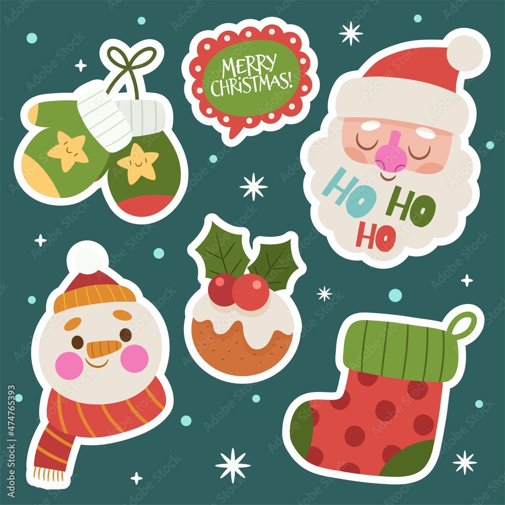 flat colorful christmas collection vector design illustration