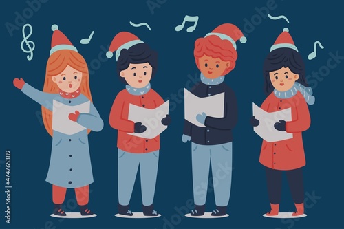 choir people singing christmas carol vector design illustration