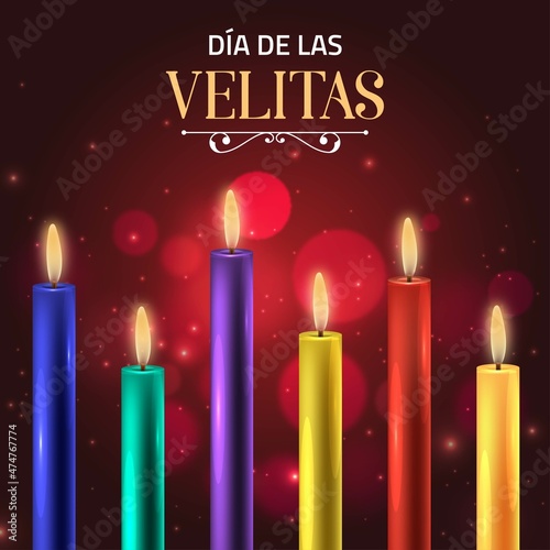 realistic dia de las velitas vector design illustration