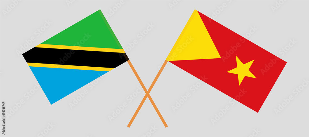 Crossed flags of Tanzania and Tigray. Official colors. Correct proportion Crossed flags of Tanzania and Tigray. Official colors. Correct proportion