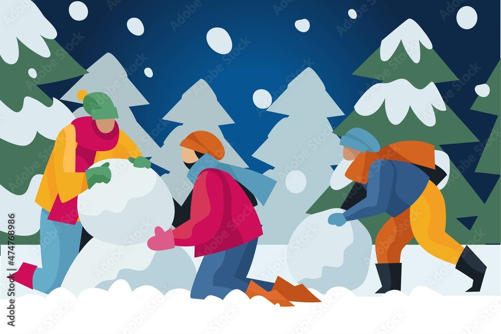 christmas snow scene vector design illustration christmas snow scene vector design illustration