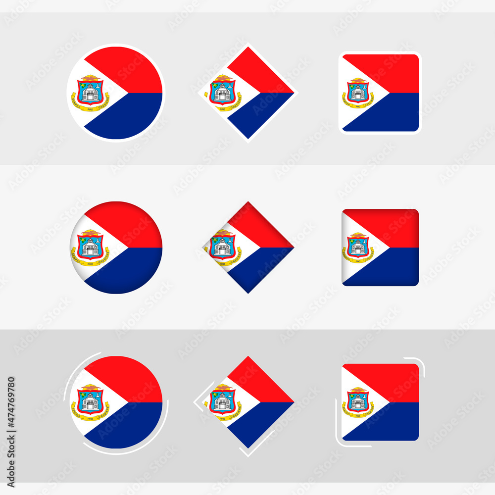 Sint Maarten flag icons set, vector flag of Sint Maarten.