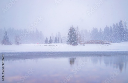 Snowy Morning At Cascade Ponds In Banff National Park