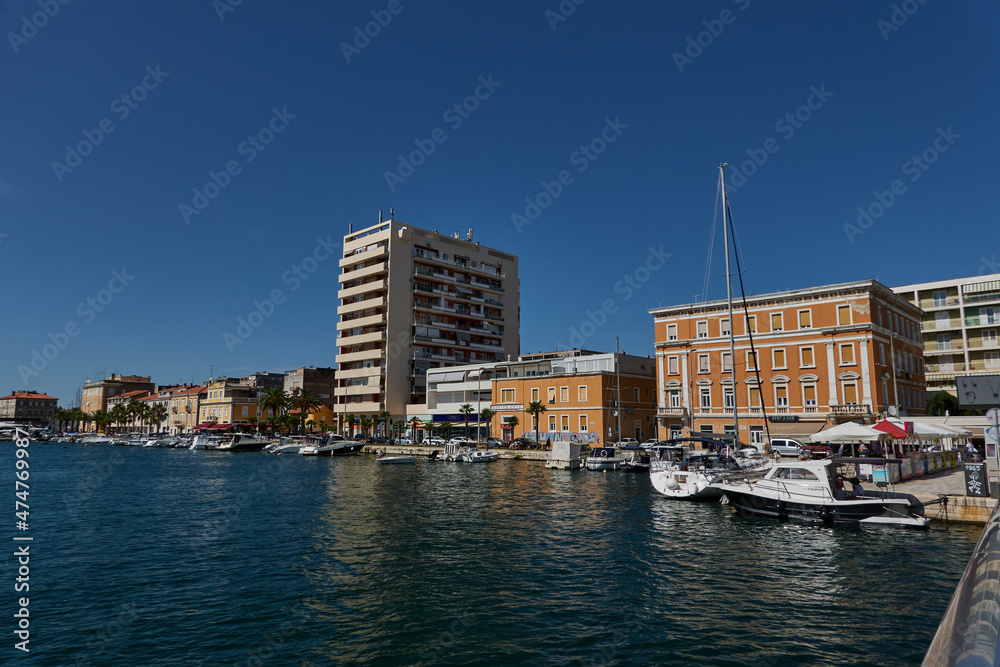 Zadar, Croatia - August 7, 2021 - Zadar port in the summer afternoon