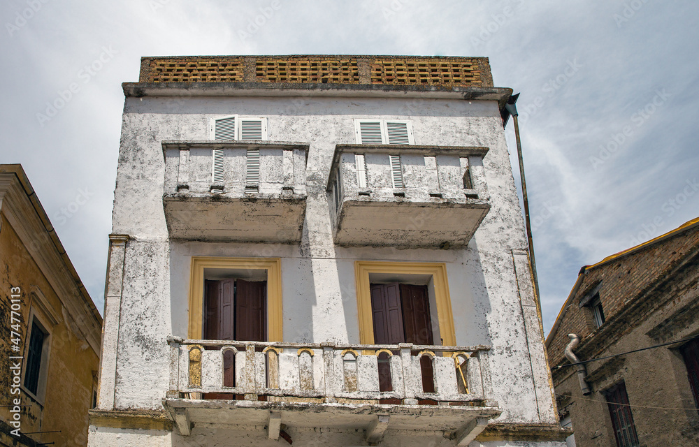 Old residential house in Lefkimmi, Island of Corfu, Greece.