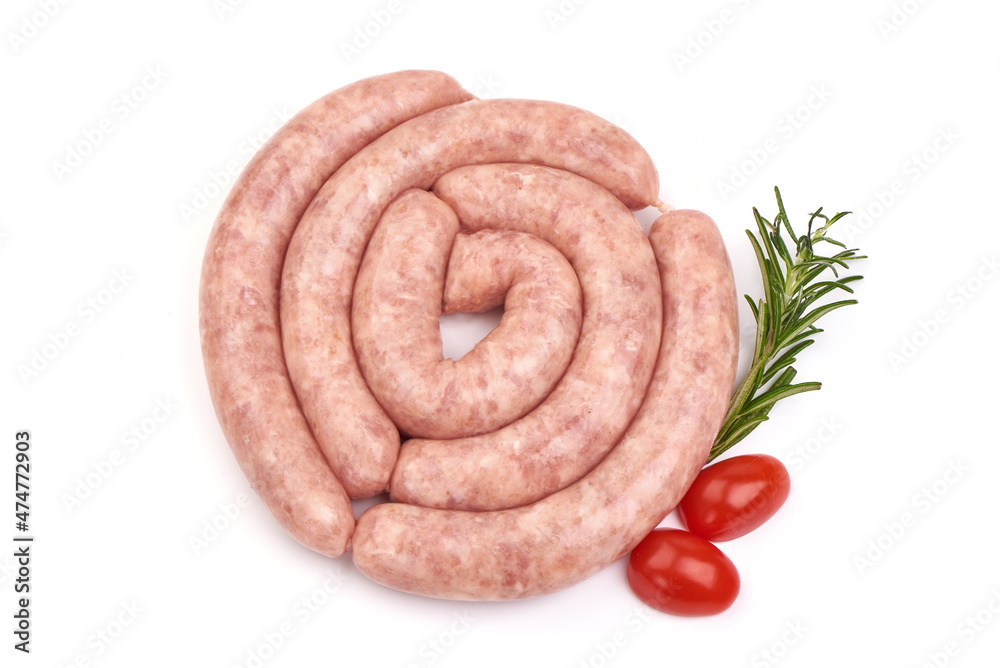 Pork bangers, isolated on white background. Pork bangers, isolated on white background.