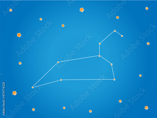Leo Constellation stars in outer space. Zodiac Sign Leo constellation lines. Vector illustration.