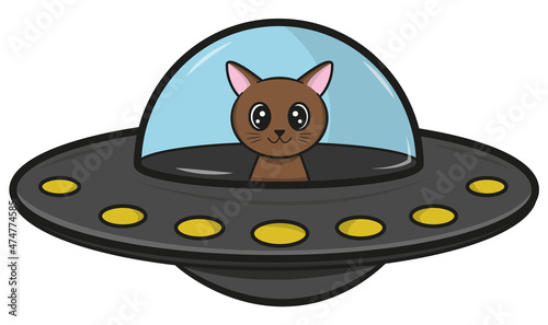 Kot w statku kosmicznym. © EmBer_graphic