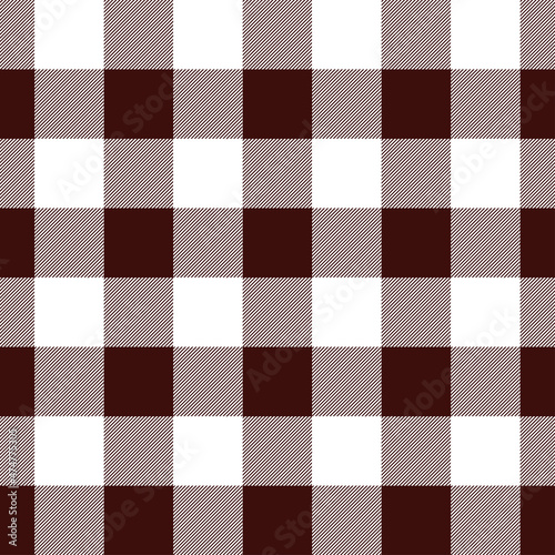 Vector illustration with classic vichy seamless texture. White and brown texture for textile, tablecloth, wrapping, etc.