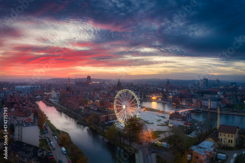Amazing cityscape of Gdansk city at sunset, Poland © Patryk Kosmider