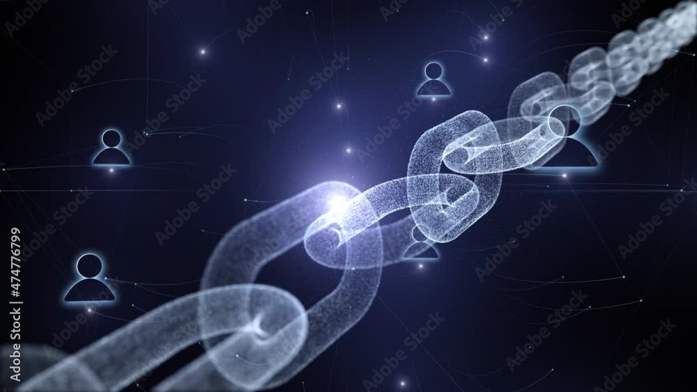 cyberspace blockchain cryptocurrency network with people icons connection animation background.