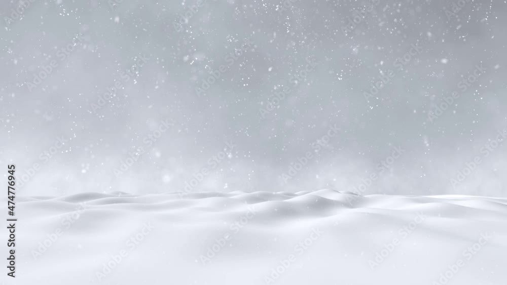 Magical snowy winter landscape with realistic falling snowflakes snowfall seamless loop copy space animation background. Magical snowy winter landscape with realistic falling snowflakes snowfall seamless loop copy space animation background.