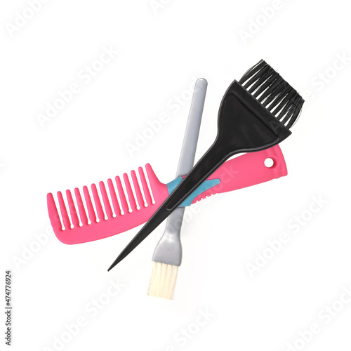 Brush for professional hair colouring isolated on white background