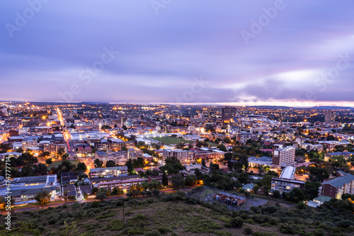 Bloemfontein city lit-up at night in free state south africa