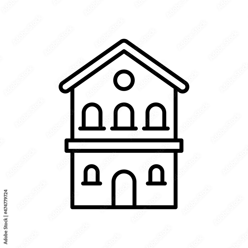 Forest Hut vector outline icon for web isolated on white background EPS 10 file