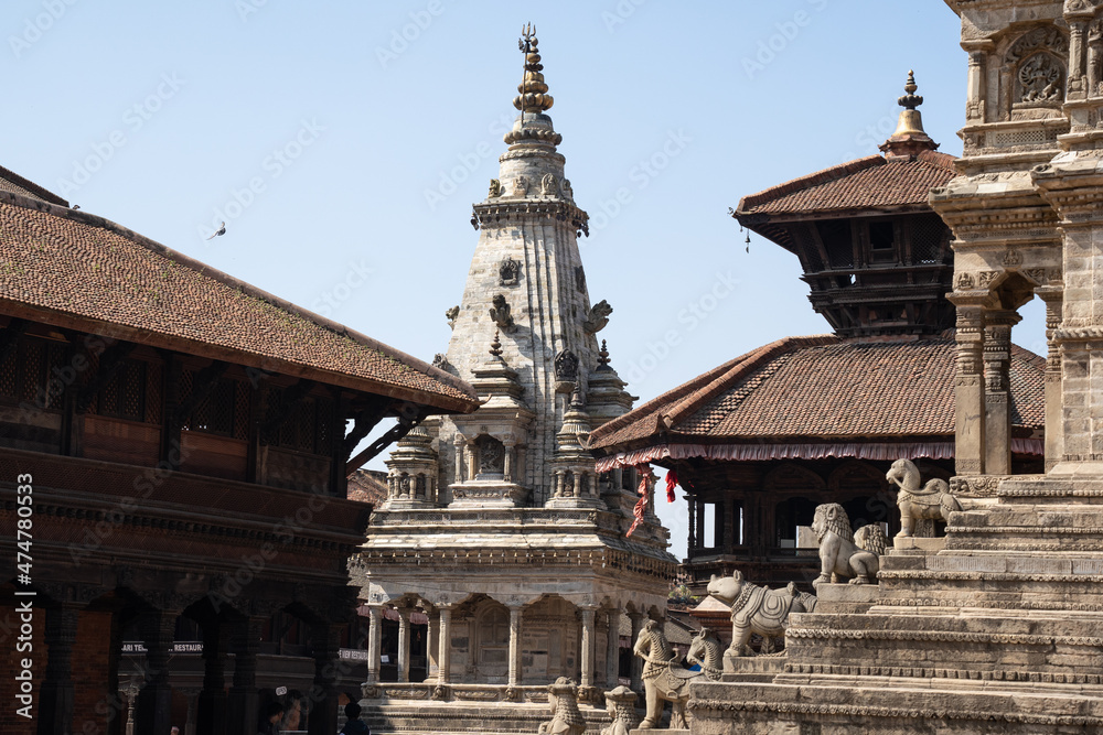 Ancient temple architecture of Nepal and culture in world heritage UNESCO site Bhaktapur Durbar Square, Katmandu