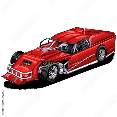 Racing speed car isolated on white background for poster, t shirt print, business element, social media content, blog, sticker, vlog, and card. vector illustration.