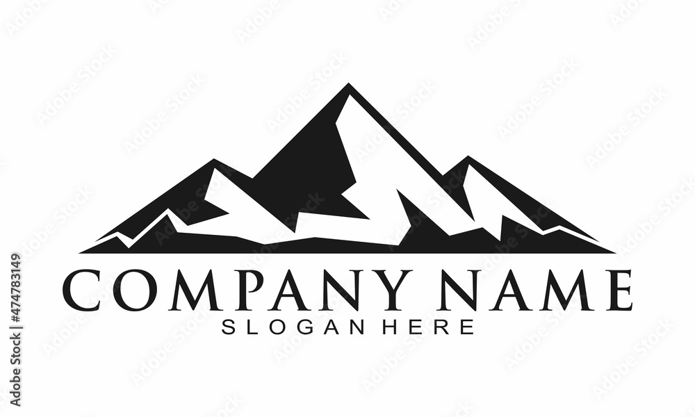 Rock mountain adventure vector logo