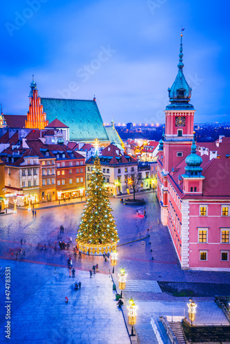 Warsaw, Poland - Castle Square and Christmas Tree