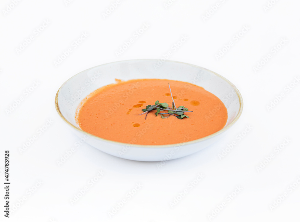 Vegetarian food plate on white background