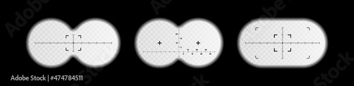 View from the binoculars with measurement scale. View through a rifle scope isolated on transparent background. Vector illustration