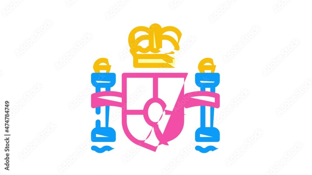 blazon spain animated color icon blazon spain sign. isolated on white background