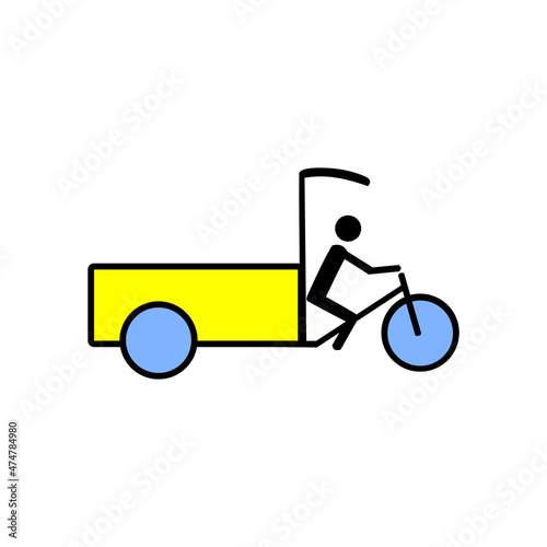 Becak, rickshaw cart transportation vector icon. photo