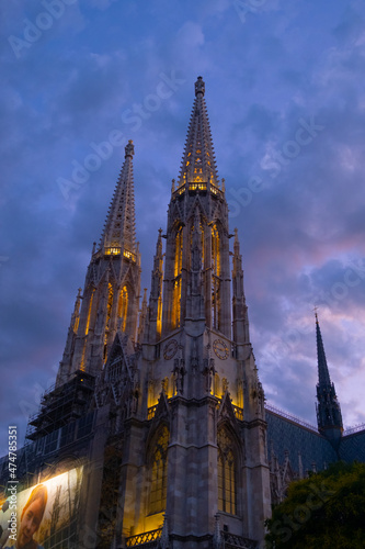 Photography VIENNA, AUSTRIA - JULY 09, 2021:The Votive Church (Votivkirche) located on the Ringstrasse in Vienna, Austria
