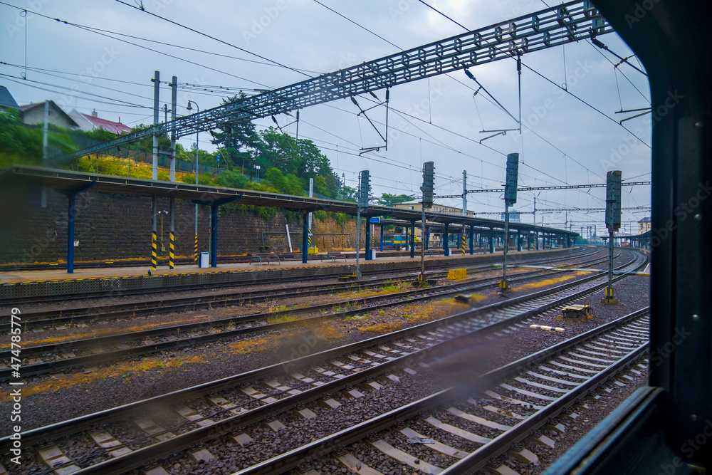 Fototapeta premium View of Bratislava train station on a rainy day