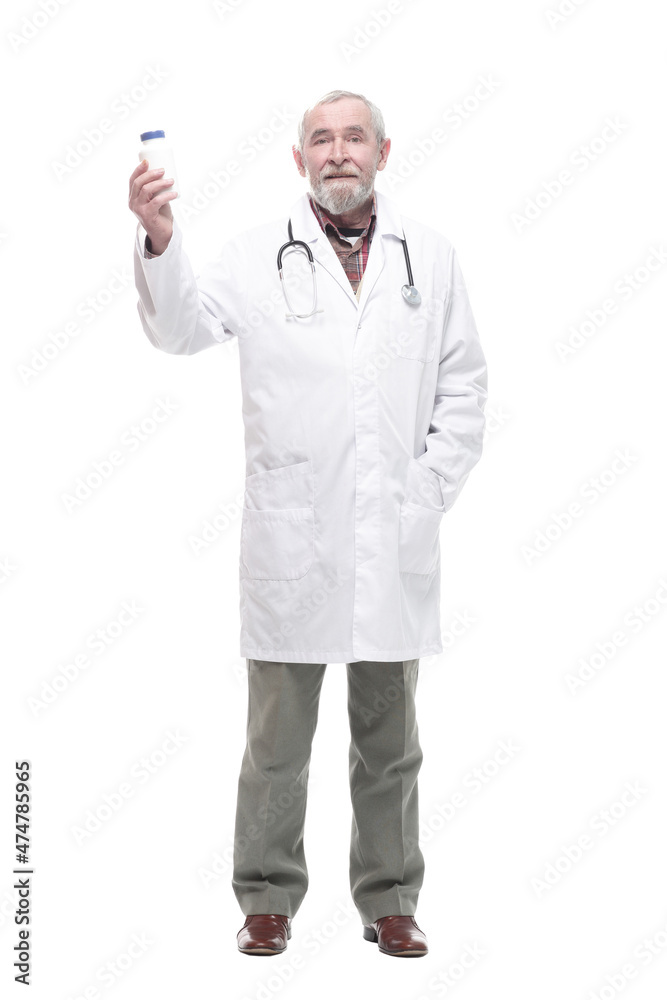 elderly competent doctor with sanitizer in hand. elderly competent doctor with sanitizer in hand.